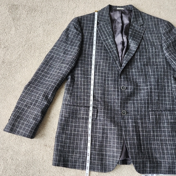 Linen Silk Wool Blend Grey Charcoal lightweight Blazer Suite Jacket Sports Coat - Picture 10 of 16